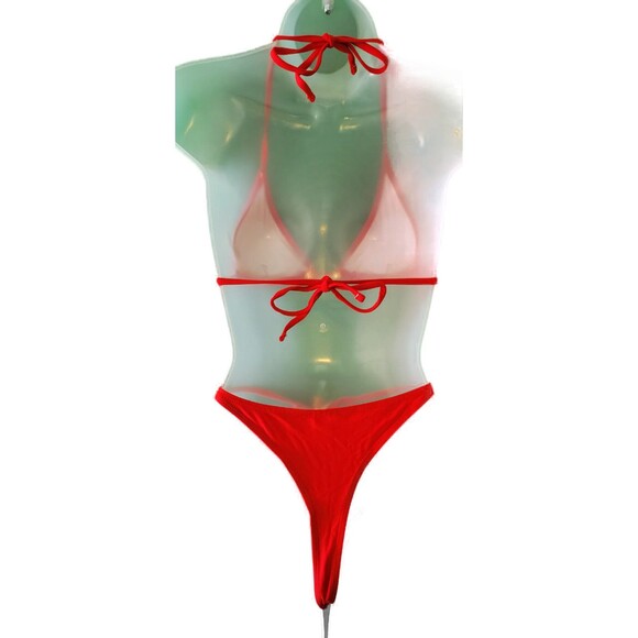 Triangle Halter Bikini With Mesh Cover Up Sz L - Picture 4 of 8